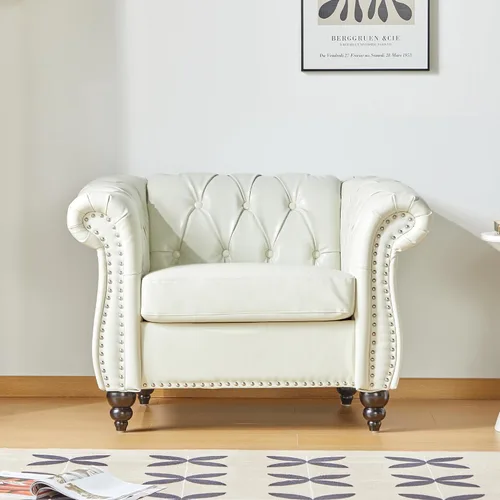 Vista 27 de AVZEAR Silla de Acento para Sala de Estar, Silla de Sofá Tapizada Silla de Sofá Individual con Respaldo Acolchado, Silla de Sofá Chesterfield