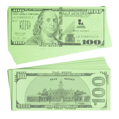 Vista 9 de LEARNING ADVANTAGE Billetes de juego de un dólar Juego de 100 Tamaño como efectivo real Dinero de juego para enseñar moneda y contar