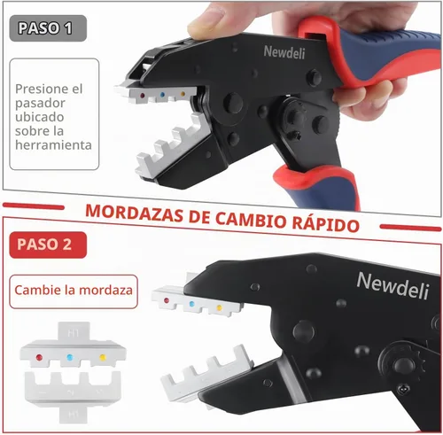 Vista 4 de Newdeli Kit de herramientas de prensado de alambre, 7 piezas, alicates de crimpado de alambre de trinquete para conectores termorretráctiles