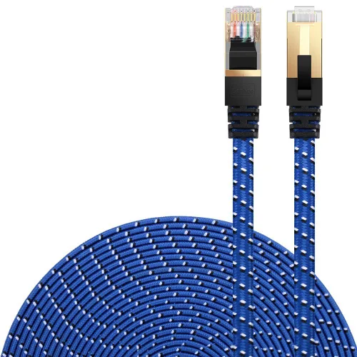 Vista 14 de Cable Ethernet Cat 7, DanYee, de nailon CAT7 de alta velocidad, profesional, chapado en oro, cables STP CAT 7 RJ45, cable Ethernet de 3 ft, 10 ft