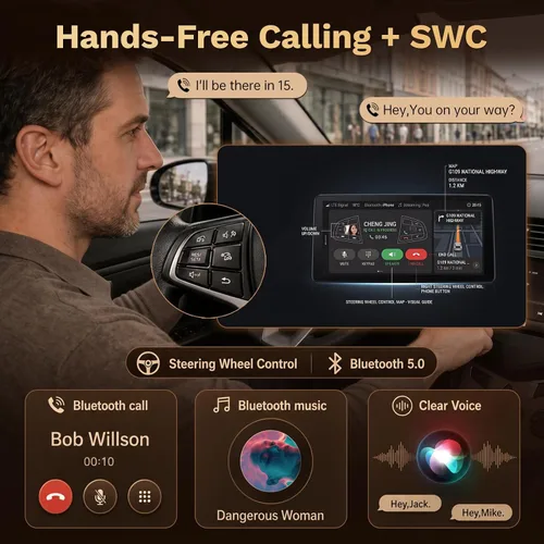 Vista 6 de Radio de coche Android 15 para Honda Civic 2016-2021: 9 pulgadas 1280 * 800 HD pantalla táctil estéreo con Carplay inalámbrico Android Auto 5G WiFi