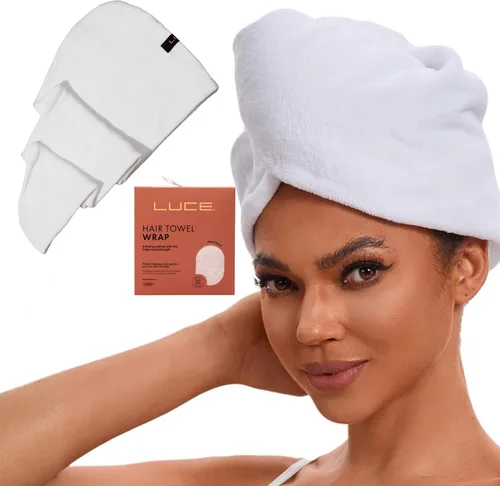 Vista 8 de LUCE Toalla para el cabello para mujer, toalla de microfibra de alta calidad de 400 GSM, antiencrespamiento, altamente absorbente, ajustable, gruesa