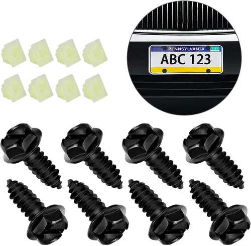 Vista 2 de Tornillos para placa de matrícula de 1/4 pulgadas, insertos de nailon, color negro nylon screw inserts, fastening hardware, fits frames and
