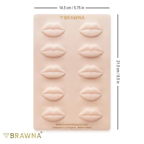 Vista 2 de BRAWNA 3D Lip PMU Practice Skin - 10 formas de labios - Piel de práctica de tatuaje de labios - Suministros PMU