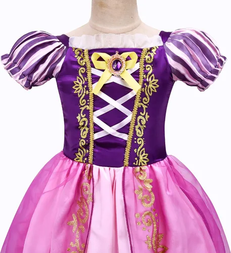 Vista 5 de Avady Girls Princess Costume for Rapunzel Tangled Birthday Party Halloween Christmas Dress Up Purple