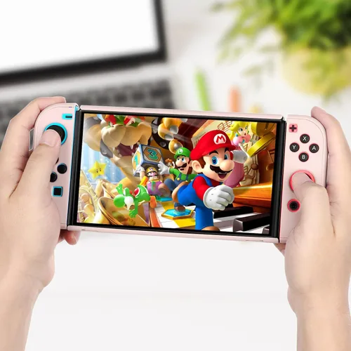 Vista 7 de Switch OLED - Funda protectora acoplable para consola Nintendo Switch OLED modelo 2021 y Joy-Con controlador con 2 tapas de agarre para el pulgar