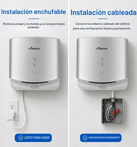 Vista 5 de Secador de manos comercial compacto 110-130V 1300W para baño, plata