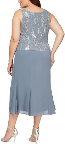Vista 4 de Alex Evenings Vestido tipo chaqueta con botones frontales y longitud del té para mujer