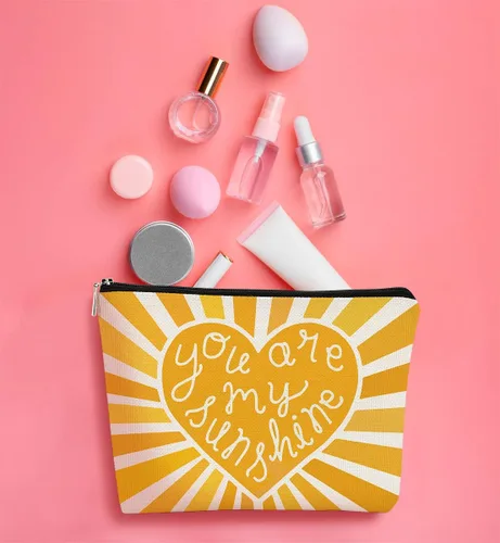 Vista 3 de Bolsa de maquillaje You are My Sunshine Gifts – Regalo inspirador para mujeres, hija, profesora o ocasión de agradecimiento, Sunshine 1, Casual