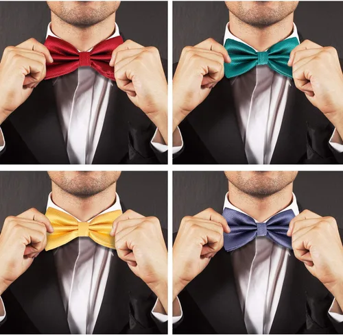 Vista 7 de Juego de 10 pajaritas formales preatadas con banda ajustable para el cuello, idea de regalo para hombres y niños (10 unidades, 3), colores mezclados