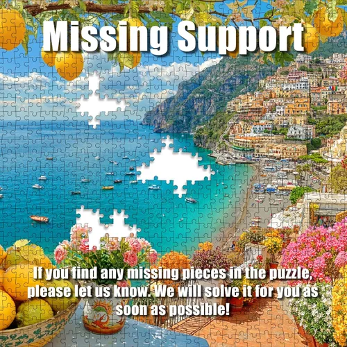 Vista 6 de Rompecabezas de 1000 piezas para adultos, rompecabezas de arte de limón de la costa de Amalfi y pueblo costero, tamaño grande de 28 x 20 pulgadas