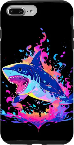 Vista 12 de iPhone 16 Colorful Shark, Spirit Animal, Multicolor Art, Case