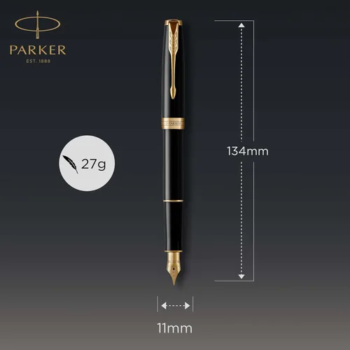 Vista 9 de Parker Sonnet 1931495 - Pluma estilográfica, color negro, con punta media y ribete dorado