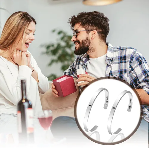 Vista 6 de Picalela - Pulseras para parejas regalos de pareja con texto I Love You para novio y novia sol y luna pulseras para parejas