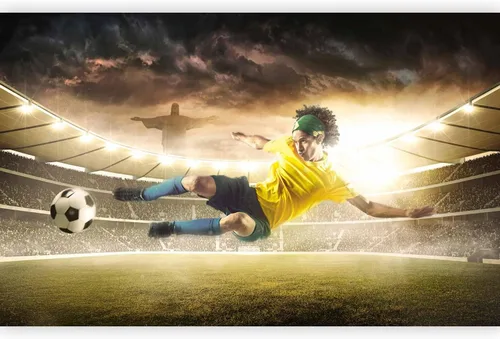Vista 23 de artgeist Mural de pared Fútbol de 77 x 55 pulgadas, papel tapiz autoadhesivo extraíble, gran calcomanía, decoración de pared, diseño de imagen
