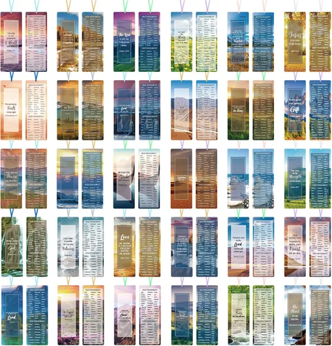 Vista 12 de Chinco Paquete de 120 marcadores de versículos bíblicos para mujeres, escritura cristiana, marcadores inspiradores con cintas, marcadores