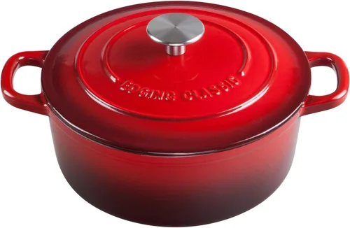 Vista 17 de EDGING CASTING Hornos holandeses con tapa, horno holandés cubierto de hierro fundido esmaltado de 5.5 cuartos de galón con doble asa, cian oscuro