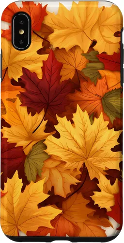 Vista 11 de Carcasa para iPhone 16 con texto en inglés "Fall Foliage Gathering of Autumn Leaves