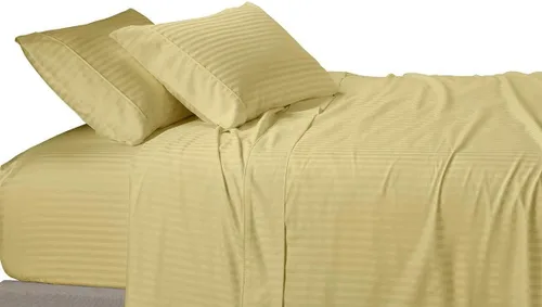 Vista 33 de Royal Tradition Damask Striped - Juego de sábanas de 600 hilos, 100% algodón, tamaño individual extra largo XL, 3 piezas, color beige