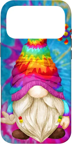 Vista 22 de Funda de gnomo de signo de paz para mujer, diseño de gnomo hippie de teñido anudado para iPhone 16