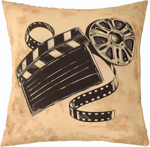 Vista 16 de Homewish Theater Cinema Poster Throw Pillow Covers (Pack of 1),Retro Movie Cushion Cover for Kids Boys Teens Popcorn Pillow Cases Movie Night Living