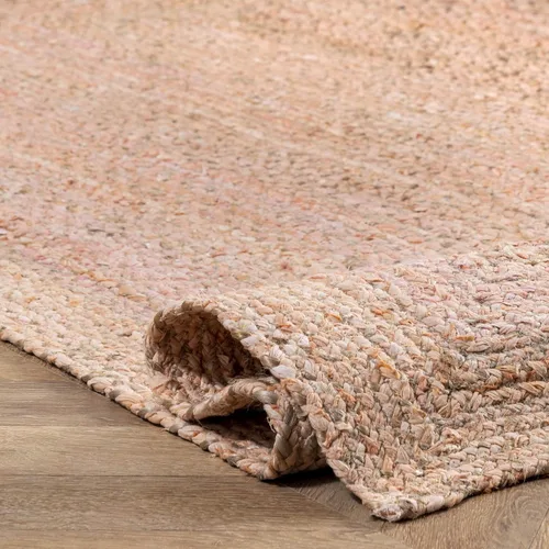 Vista 6 de nuLOOM Alfombra decorativa trenzada a mano de mezclilla y yute, 3x5, beige