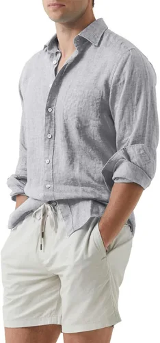 Vista 2 de JMIERR Camisa de vestir de manga larga con botones y lino de algodón para hombre