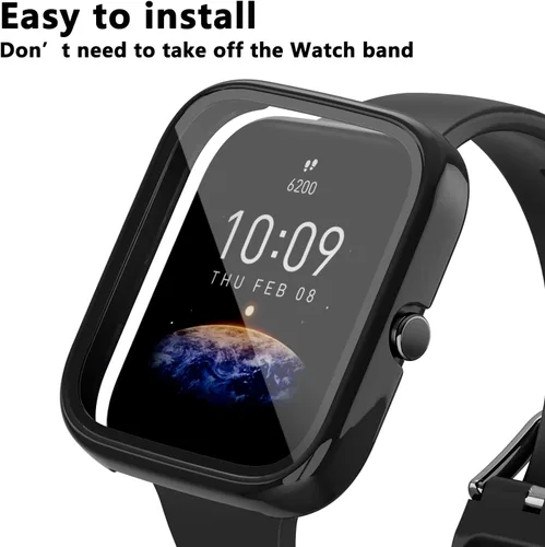 Vista 2 de Rc-Z - Protector de pantalla para reloj inteligente Amazfit Bip 3/Bip 3 Pro, paquete de 2 protectores de policarbonato duro, accesorios de funda