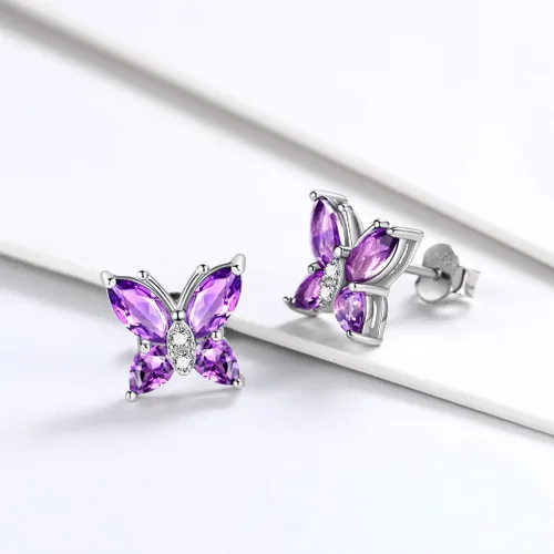 Vista 3 de Aurora Tears Butterfly Jewelry,Women 925 Sterling Silver Butterflies Birthstone Pendant NecklaceEarringsRings Wedding Gift