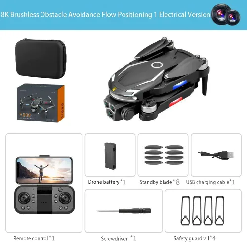 Vista 2 de Remote Control Aerial Drone with 3-Camera 8K HD Brushless Power Intelligent Avoidance Obstacle Trajectory Flight, Optical Flow Hover, Gesture