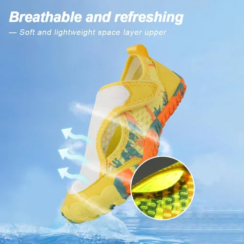 Vista 3 de Orgonite Zapatos de agua para niños y niñas, zapatos de playa, calcetines acuáticos, zapatos descalzos de secado rápido, zapatos de natación ligeros