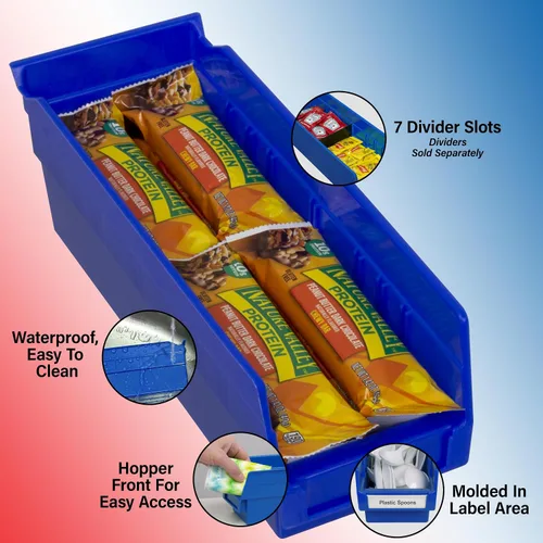 Vista 3 de Caja de anidado tipo estante contenedor Akro-Mils 30120 de 12’’ x 4’’ x 4’’, de plástico transparente, 24 unidades Azul