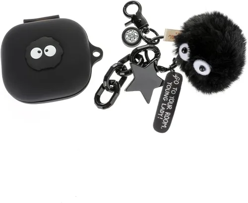 Vista 4 de Funda para auriculares Beats Fit Pro, funda de carga de silicona de dibujos animados con lindo llavero de muñeca con cordón antipérdida
