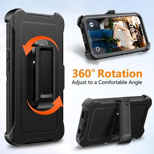 Vista 9 de TUTUKII Funda compatible con iPhone 14 Plus y 15 Plus con clip para cinturón, grado militar a prueba de golpes, compatible con MagSafe, 3 capas