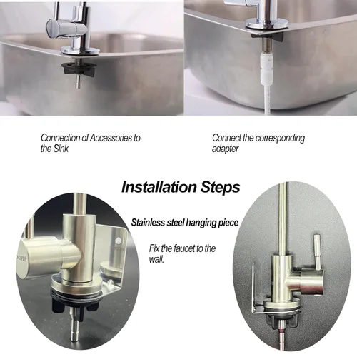 Vista 7 de Grifo de agua potable para la mayoría de ósmosis inversa y filtración de agua. Grifo de fregadero de acero inoxidable SUS304 níquel cepillado.