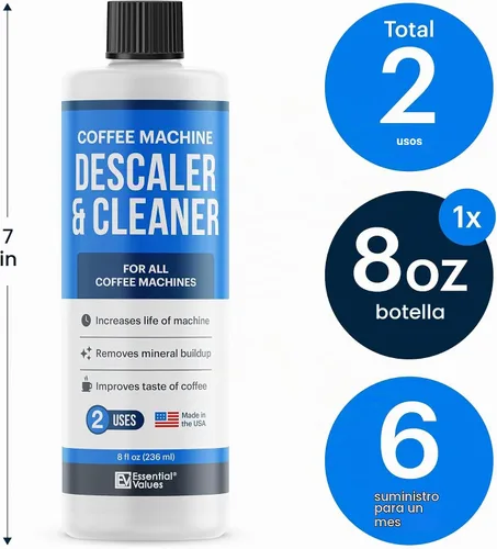 Vista 3 de Essential Values Solución Descalcificadora (8 fl oz / 236 ml) – Limpiador de Cafetera para Nespresso, Keurig, Breville y Más – Funciona en Todas