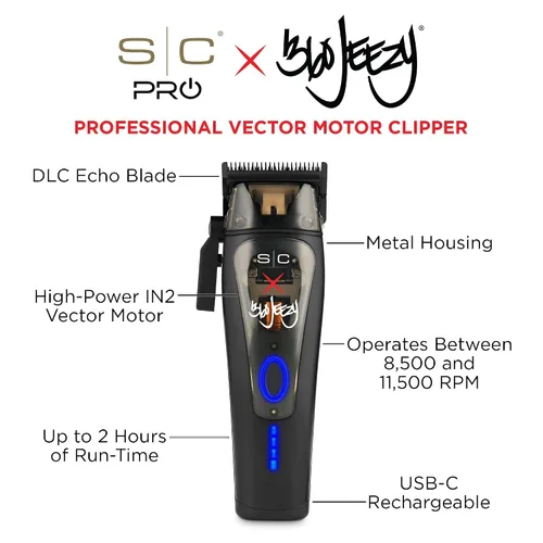 Vista 2 de Stylecraft Instinct Professional IN2 - Cortadora de pelo inalámbrica con motor vectorial con control de par intuitivo, 3 tapas modulares