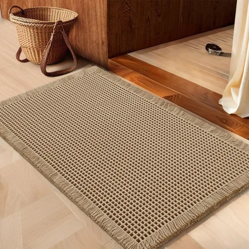 Vista 70 de IM HOME Tapete de baño de punto gofre, color caqui, de 24 x 17 pulgadas, tejido bohemio, moderno, absorbente, antideslizante, suave, lavable