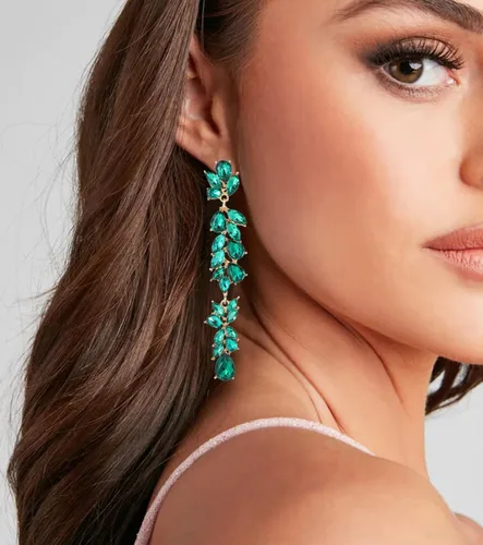 Vista 4 de Aretes largos colgantes de diamantes de imitación brillantes con forma de lágrima de cristal para mujeres, bodas, novias, joyería de graduación