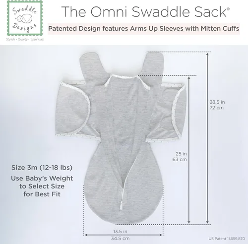 Vista 8 de SwaddleDesigns Saco Envolvente Omni de 6 Vías con Brazos Arriba para Recién Nacido, Más Opciones para Calmar el Reflejo de Sobresalto, Mejora