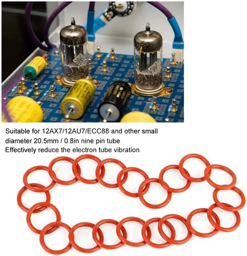 Vista 2 de Aramox Amortiguador de tubo, 20 unids amortiguador de tubos anillos de silicona aptos para 12AX7 12AU7 12AT7 12BH7 EL84