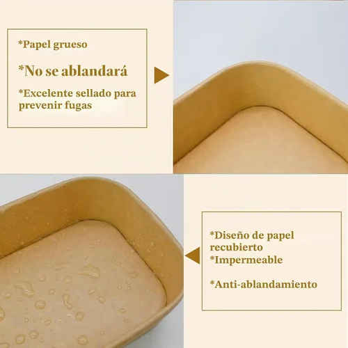 Vista 7 de Recipiente desechable de 17 onzas con tapas, 50 juegos de tazones de papel para acai compostables para fideos de sopa, aptos para microondas
