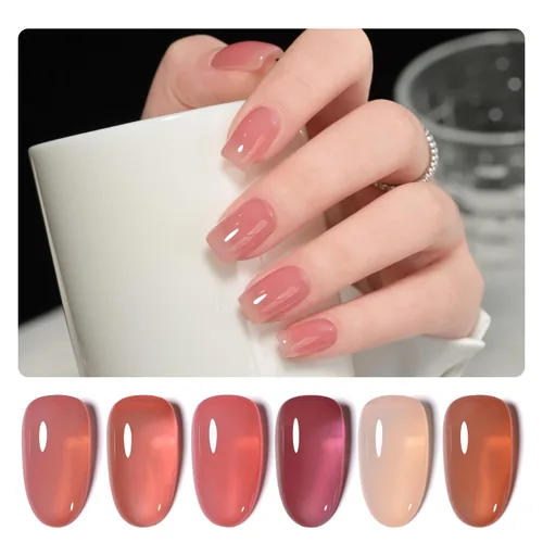 Vista 21 de GAOY - Juego de 6 esmaltes de uñas en gel de color rojo borgoña, incluido el kit de esmaltes en gel de color rojo vino cereza oscuro con luz