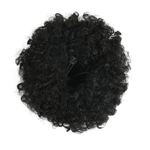Vista 5 de Extensión de cola de caballo afro rizada encrespada con cordón para mujeres, cola de caballo afro con cordón, rizos encrespados sintéticos, piezas