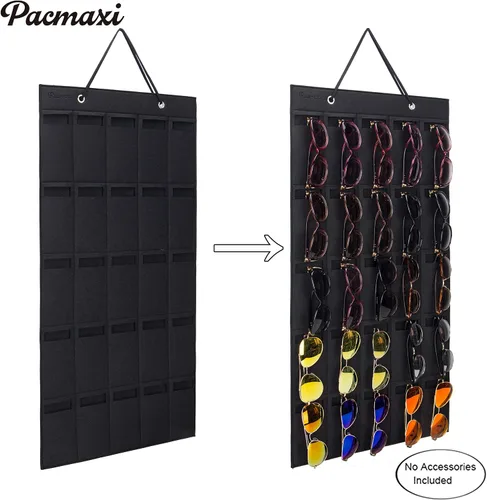 Vista 2 de Pacmaxi - Organizador de lentes de sol con bolsillos, organizador de pared por Sunglasses, soporte de almacenamiento colgante para lentes, exhibidor