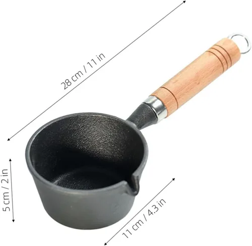 Vista 2 de Mini sartén de hierro fundido multifuncional olla de aceite caliente huevo freír panqueques ligero fácil de almacenar