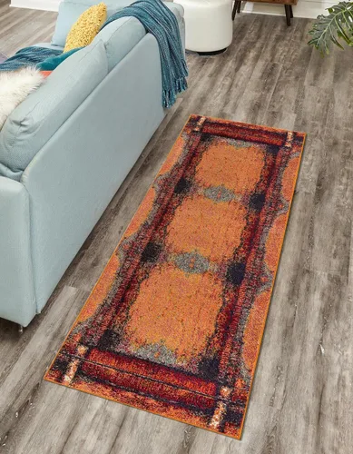 Vista 11 de Unique Loom Estrella Collection - Alfombra de área - Selene (2' x 3' 1" Rectángulo Naranja/Negro)