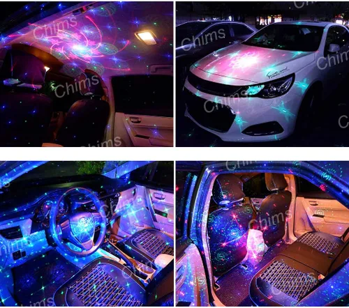 Vista 5 de Chims Luz de fiesta RGB 33 patrones con cielo estrellado rojo luces activadas por música para Navidad, Navidad, familia, discoteca, DJ, fiesta
