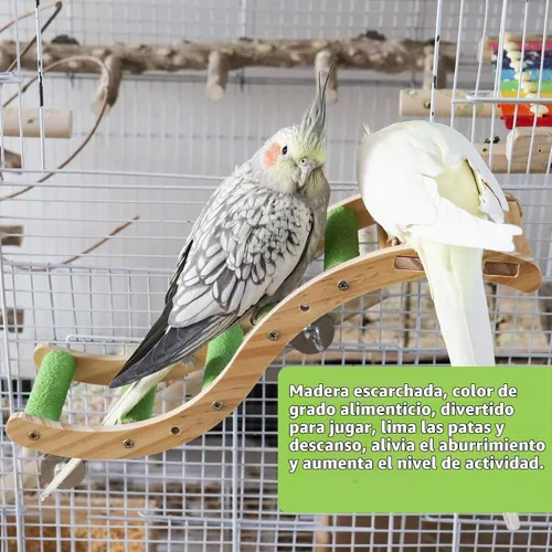 Vista 4 de Puente de escalera para pájaros, juguetes de escalera de madera para mascotas, accesorios de jaula de pájaros para mascotas, escalera de escalada