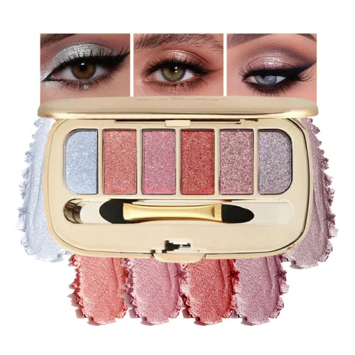 Vista 10 de Paleta de sombras de ojos de acabado múltiple, paleta de brillo metálico mate con polvo sedoso y suave, destello fino y duocromático, sombras 2#